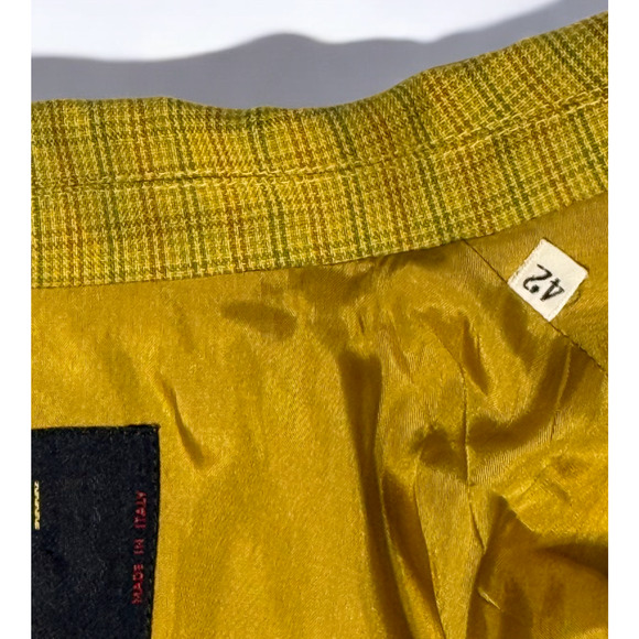 90s Gerani Italian Wool Skirt Suit Size M Saffron Yellow Retro Preppy Minimalist - Picture 7 of 13